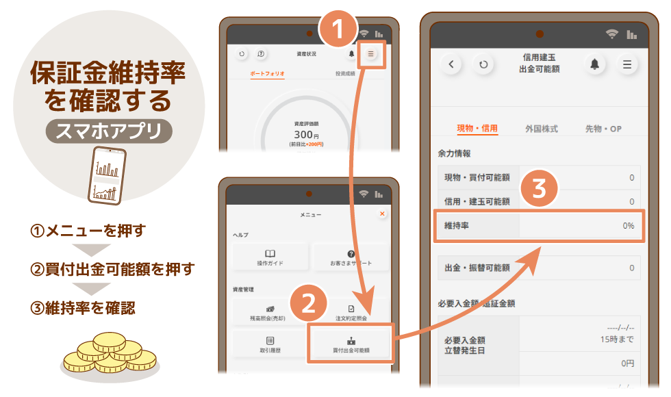 保証金維持率の確認方法 スマホアプリ
