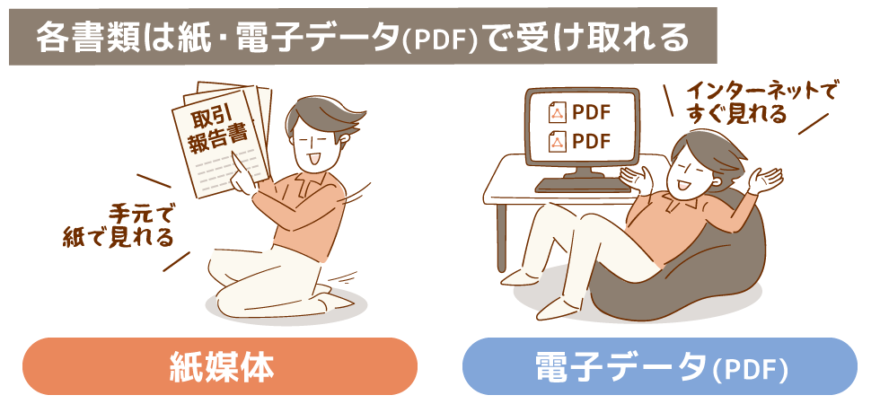 各書類は紙・電子データ(PDF)で
受け取れる